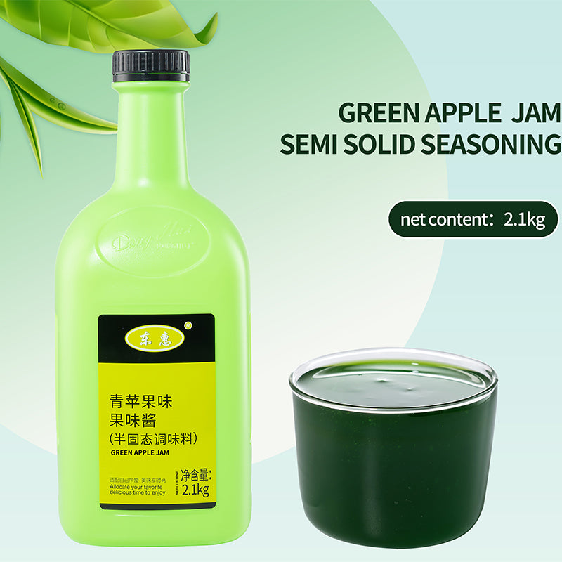 Hot selling green apple drinks 2.1KG concentrated drink smoothies milk tea raw materials commercial drinks stall wholesale/Donghui green apple juice concentrated drink ice drink preparation multiple fruit tea bubble tea  stall special household use