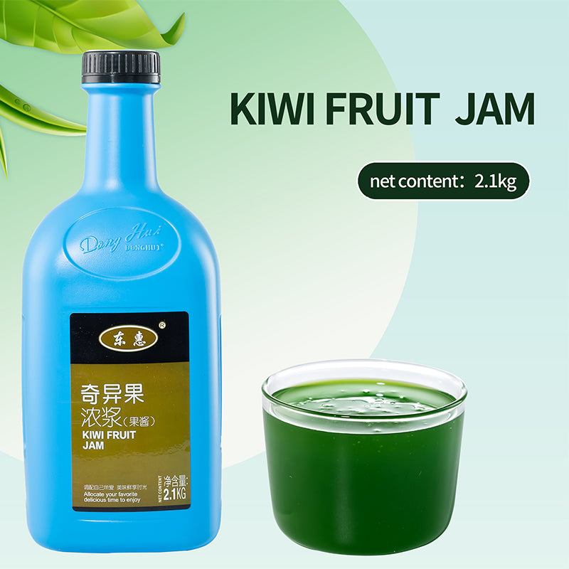 Donghui kiwifruit jam wholesale grape jam, passion fruit jam, mango jam, ice powder, commercial baking pastry ingredients/Hot Selling High Quality Kiwi Juice Ice Drink 2.1kg Fruit Tea Bubble tea Special Household Pack Drink