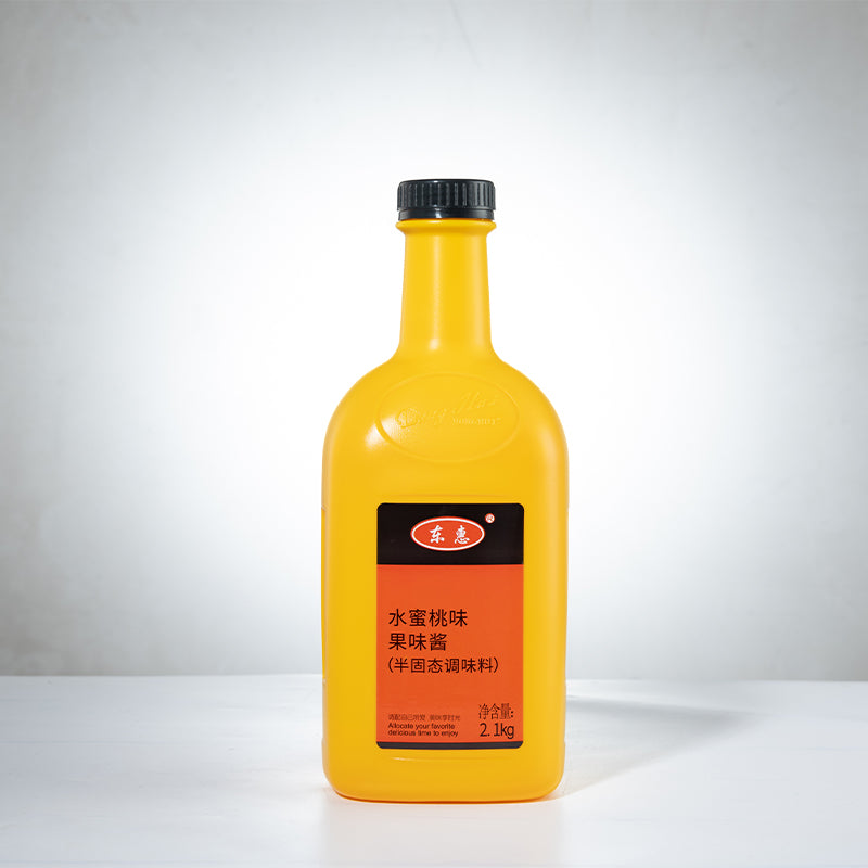 Peach juice concentrate 2.1KG fruit pulp milk tea shop commercial fruit ice powder concentrated drink jam wholesale/Donghui Peach Flavor Jam 2.1KG Wholesale Green Apple Passion Fruit Jam Mango Ice Powder Commercial Baking Ingredients