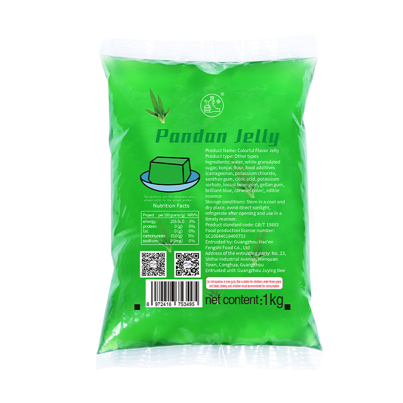 1KG hot-selling good-tasting and pandan jelly can be directly consumed, milk tea, beverage stores, commercial wholesale/Pure jelly 1KG colorful jelly syrup dessert special ingredients for household and commercial use