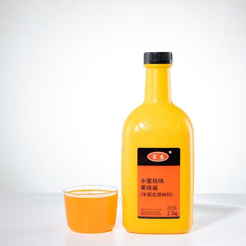 Peach juice concentrate 2.1KG fruit pulp milk tea shop commercial fruit ice powder concentrated drink jam wholesale/Donghui Peach Flavor Jam 2.1KG Wholesale Green Apple Passion Fruit Jam Mango Ice Powder Commercial Baking Ingredients