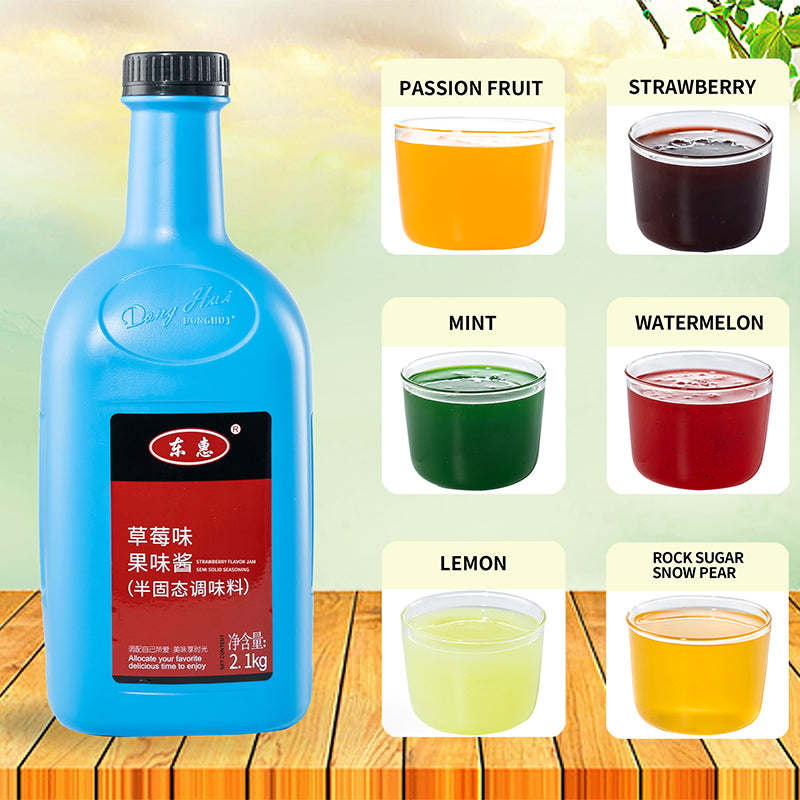 Donghui Strawberry Juice 8 times fruit juice milk tea shop special concentrated fruit juice drink fruity thick mud concentrate/Strawberry flavor 8 times fruit juice milk tea shop special fruit juice drink fruity thick blueberry juice concentrate wholesale