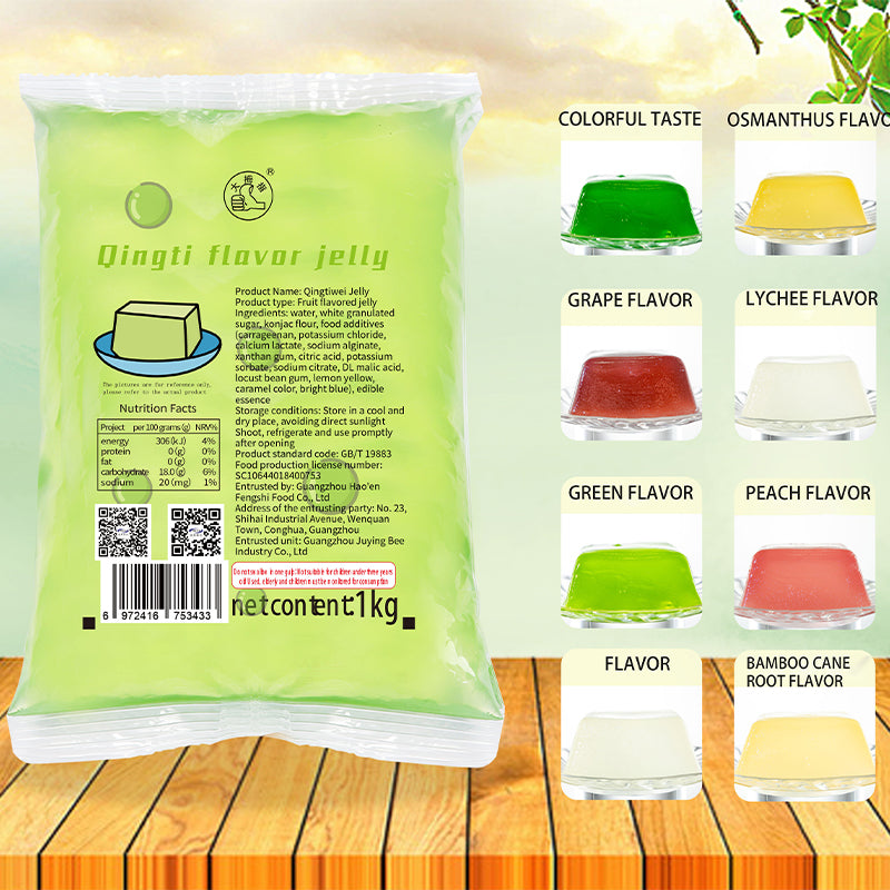 Wholesale price: affordable 1KG green grape jelly pudding, fruit tea, pearl jelly ingredients/1KG of green grapes flavored crystal fruit east cold drink concentrated ingredients are directly eaten wholesale