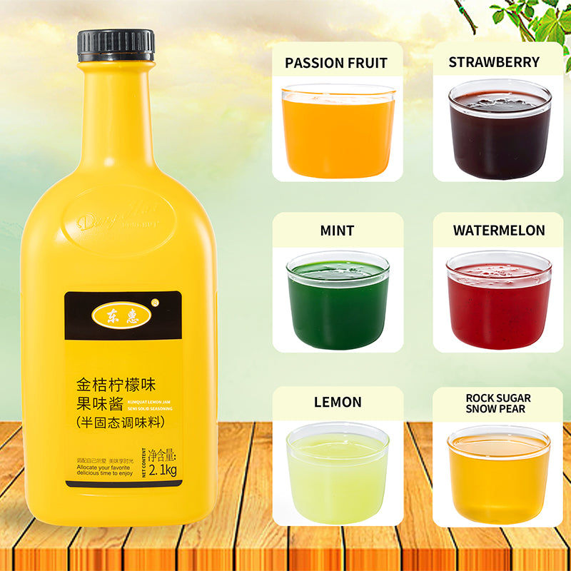 Hot 8 times Concentrated Kumquat Lemon Juice Jam Soft Drinks Bubble Tea Drinks Boba Tea & Baking/Fresh Fruit Kumquat Lemon 8 times concentrated jam juice 2.1KG delicious orange juice new product