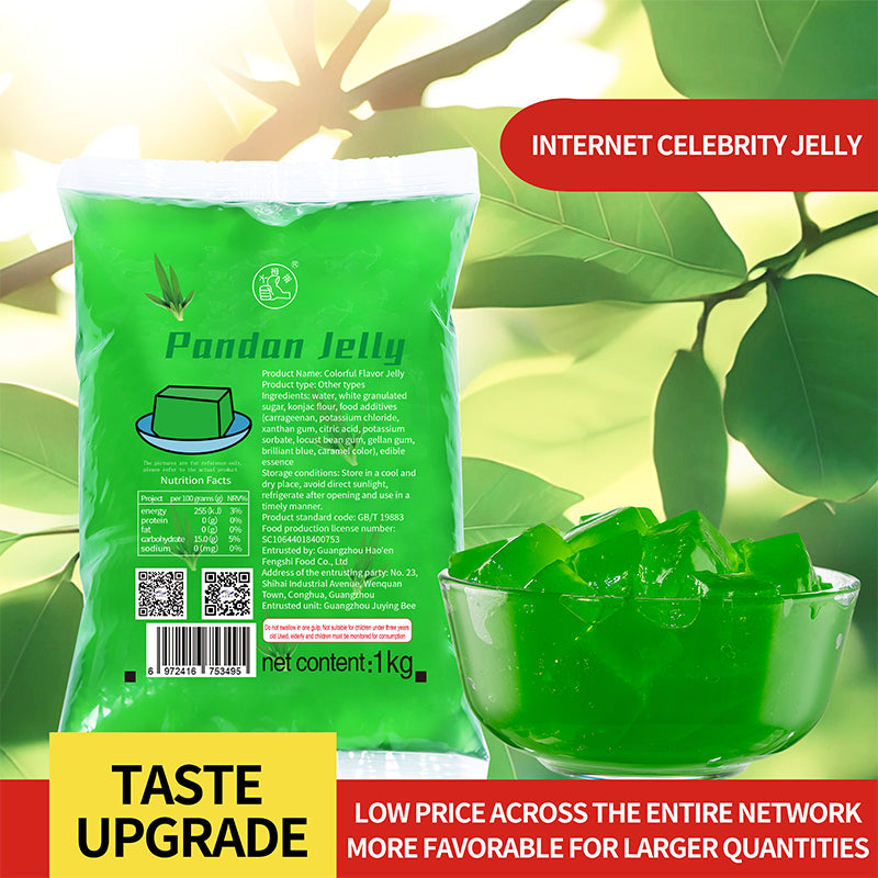 1KG hot-selling good-tasting and pandan jelly can be directly consumed, milk tea, beverage stores, commercial wholesale/Pure jelly 1KG colorful jelly syrup dessert special ingredients for household and commercial use