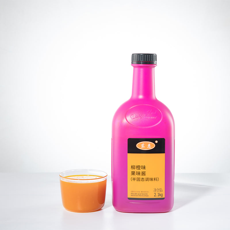 Donghui Liucheng Flavor concentrated drink Ice Powder Commercial Wholesale 2.1kg Mango Jam Yogurt Fruit Shaved Ice Bubble tea/Orange Flavor concentrated drink Wholesale Orange Sauce Passion Fruit Jam Mango Sauce Ice Powder Commercial Baking Bowl Cake