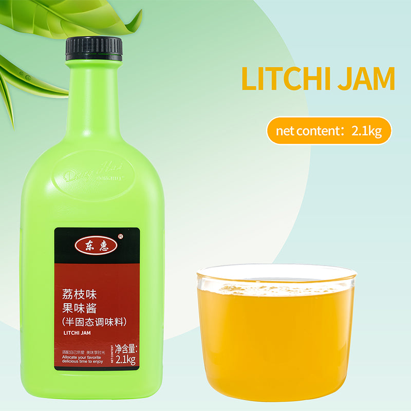 Donghui lychee jam wholesale strawberry jam watermelon jam mango jam ice powder commercial baking pastry ingredients/High Quality Lychee Juice Drink 2.1KG Thick Berry Tea Smoothie bubble tea Raw Materials Commercial Beverage Store Wholesale